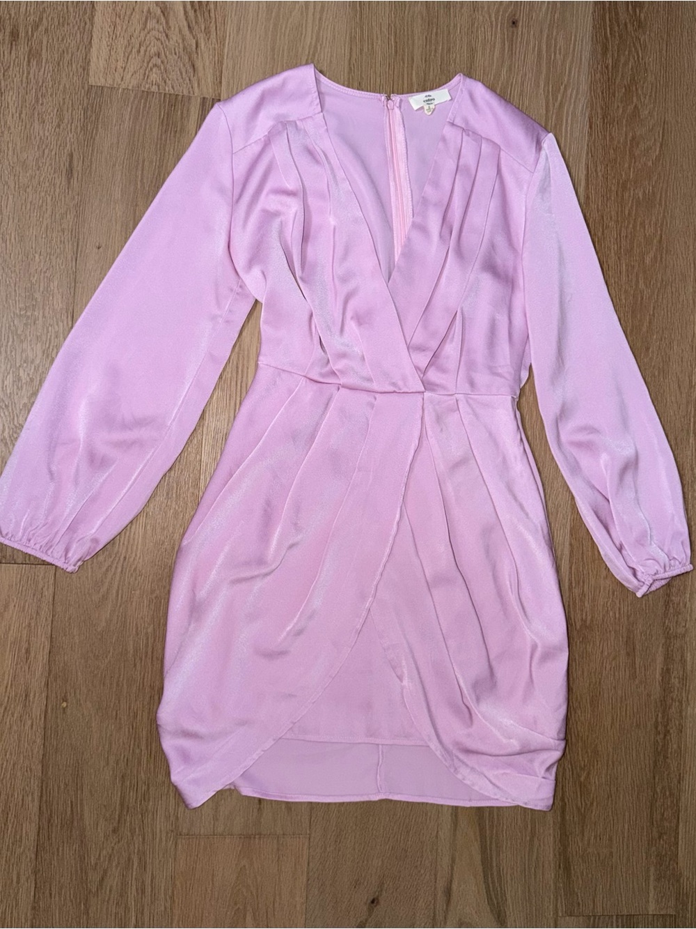 entro Lilac Pink Wrap-Style Long Sleeve Dress